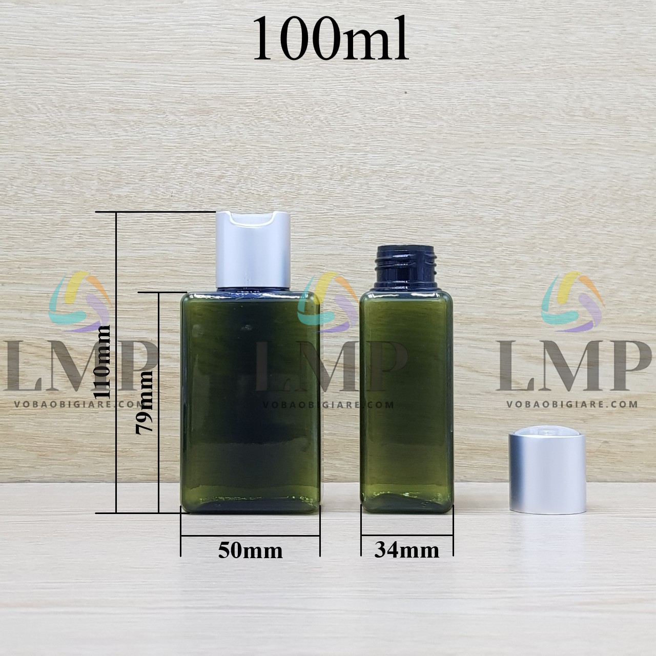 Chai lotion vuông nắp nhấn xi