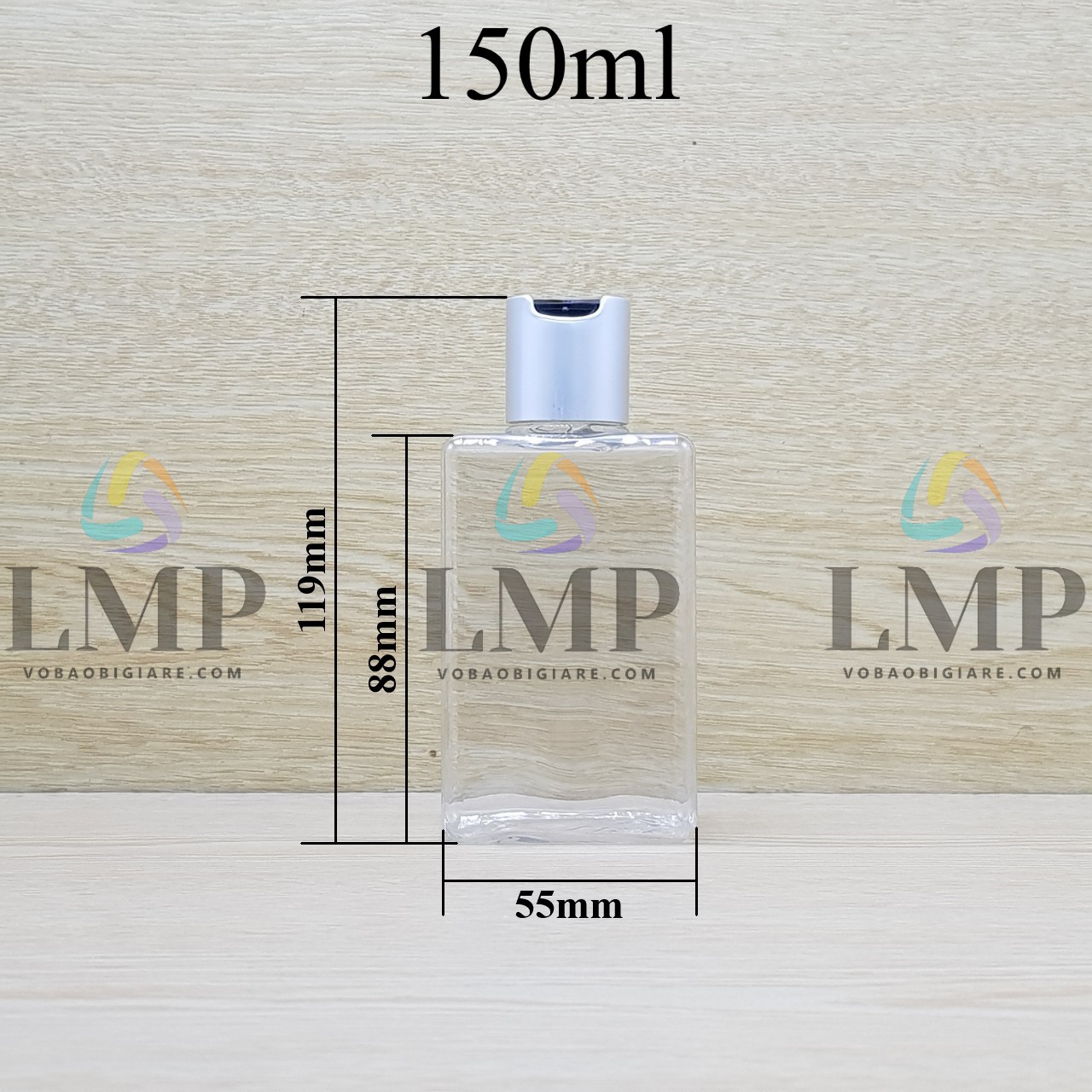 Chai lotion vuông nắp nhấn xi