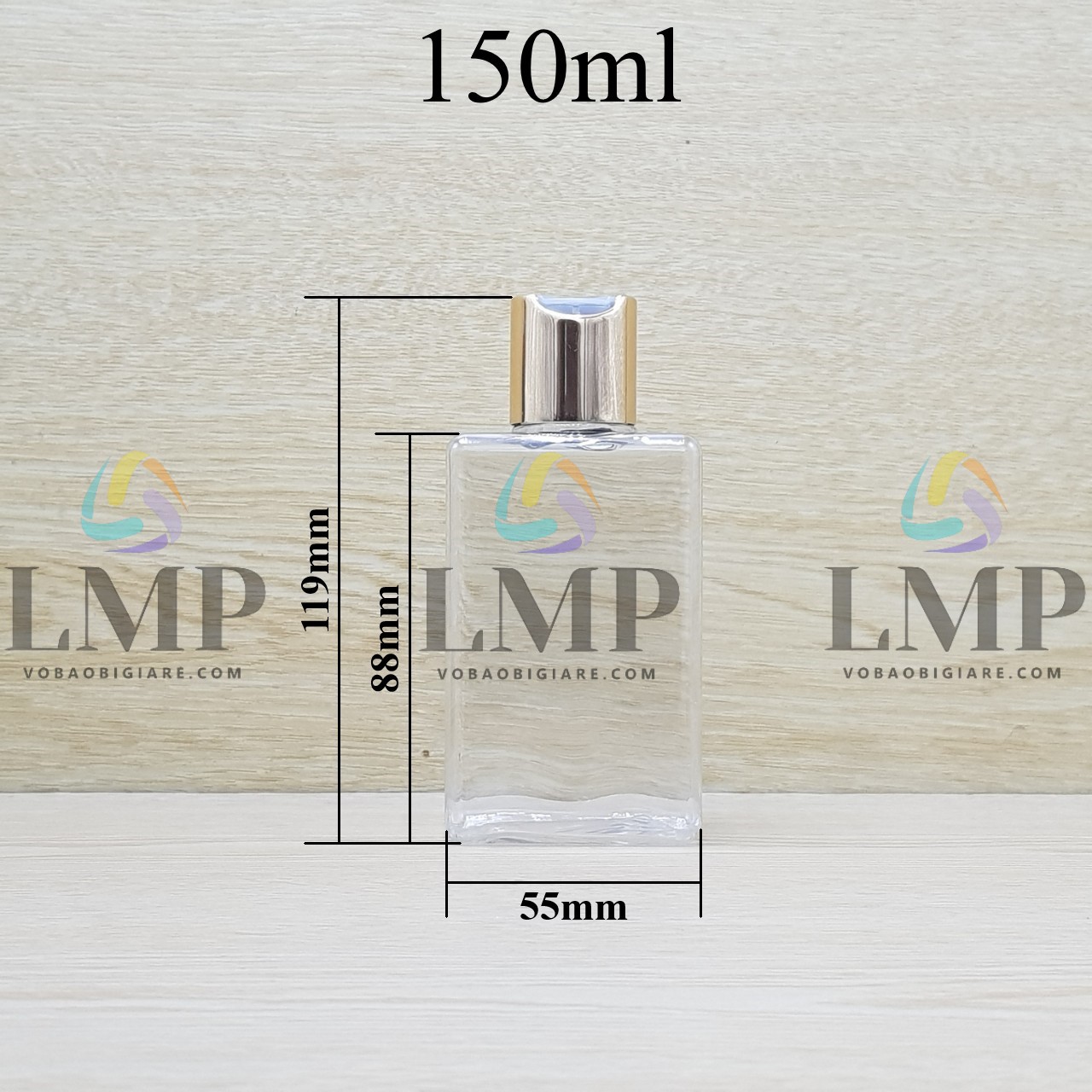Chai lotion vuông nắp nhấn xi