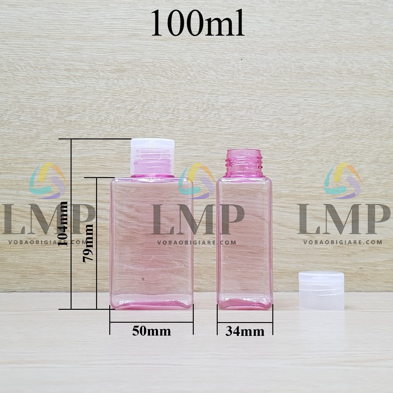 Chai lotion vuông nắp bật trơn