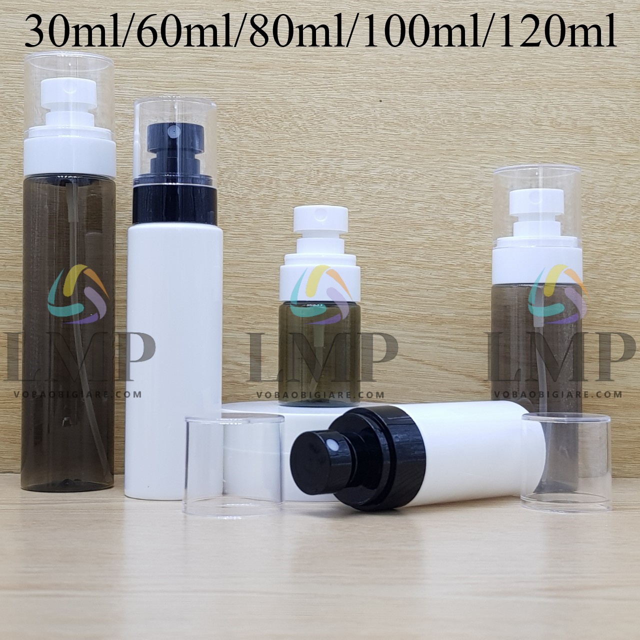 Chai PETG vai ngang đầu phun sương trơn