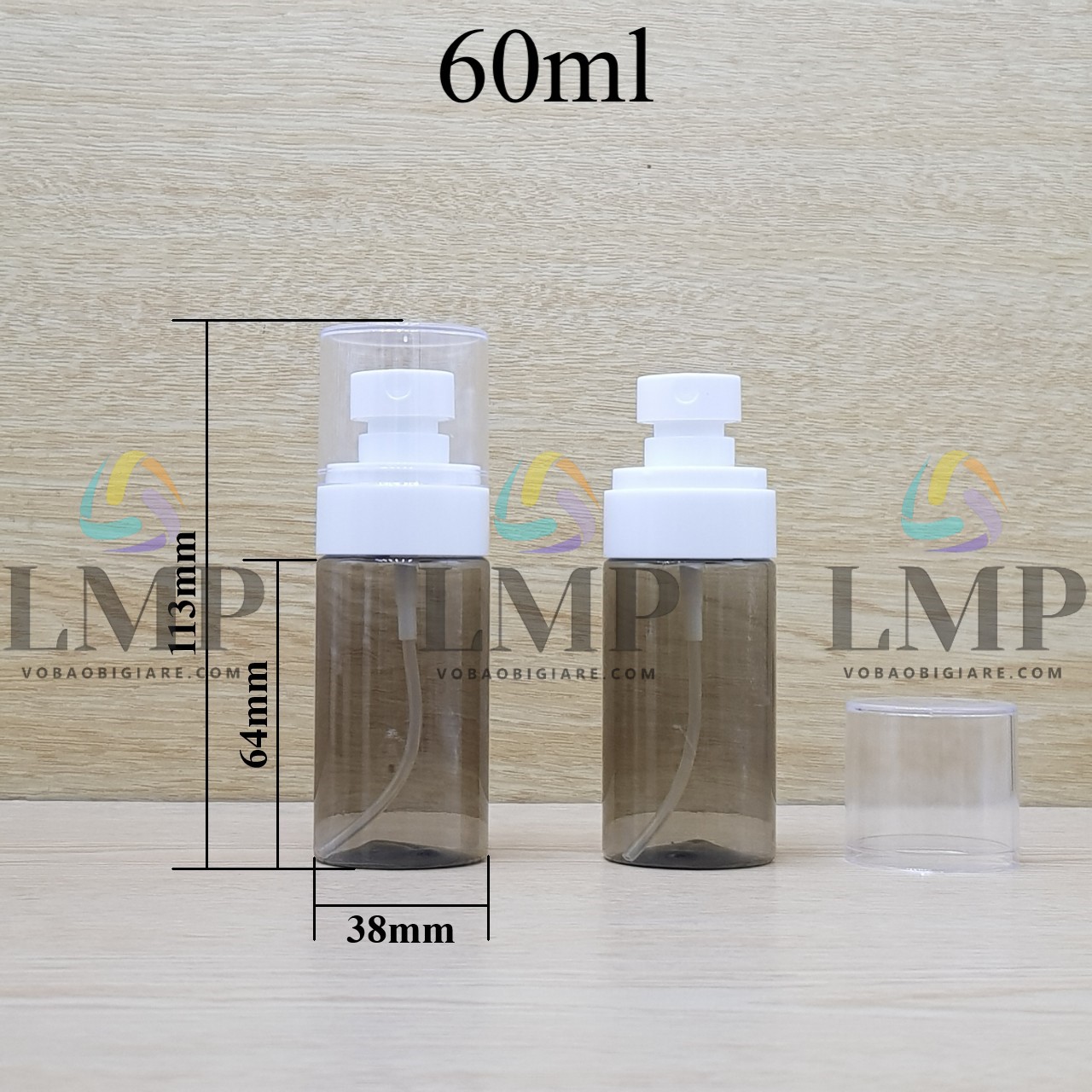 Chai PETG vai ngang đầu phun sương trơn