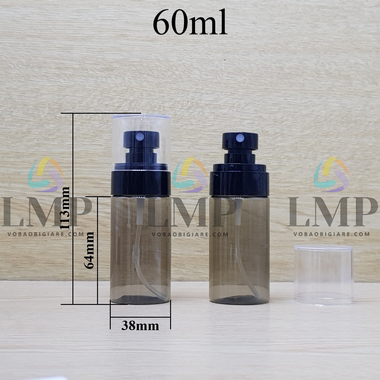 Chai PETG vai ngang đầu phun sương trơn