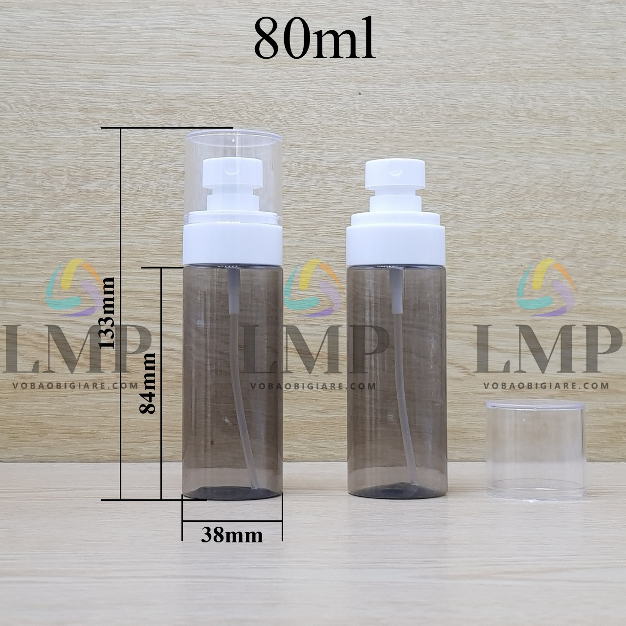 Chai PETG vai ngang đầu phun sương trơn