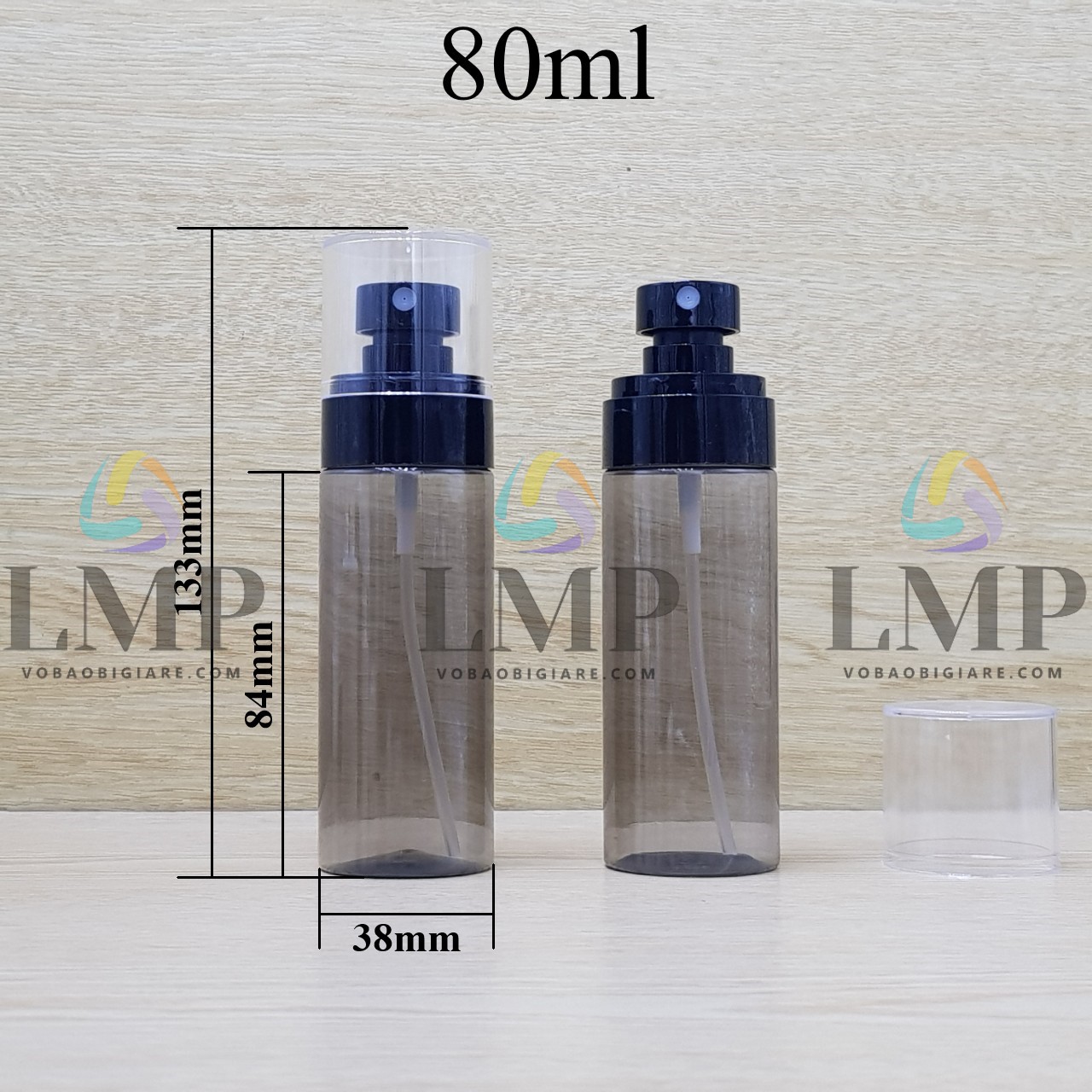 Chai PETG vai ngang đầu phun sương trơn