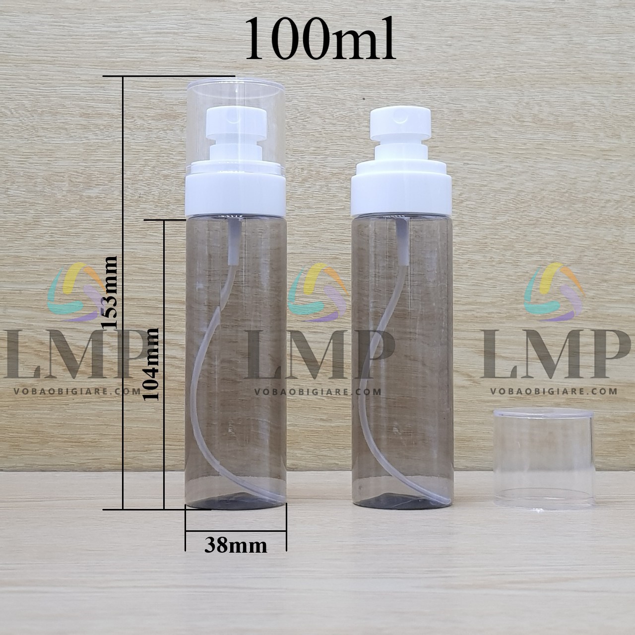 Chai PETG vai ngang đầu phun sương trơn