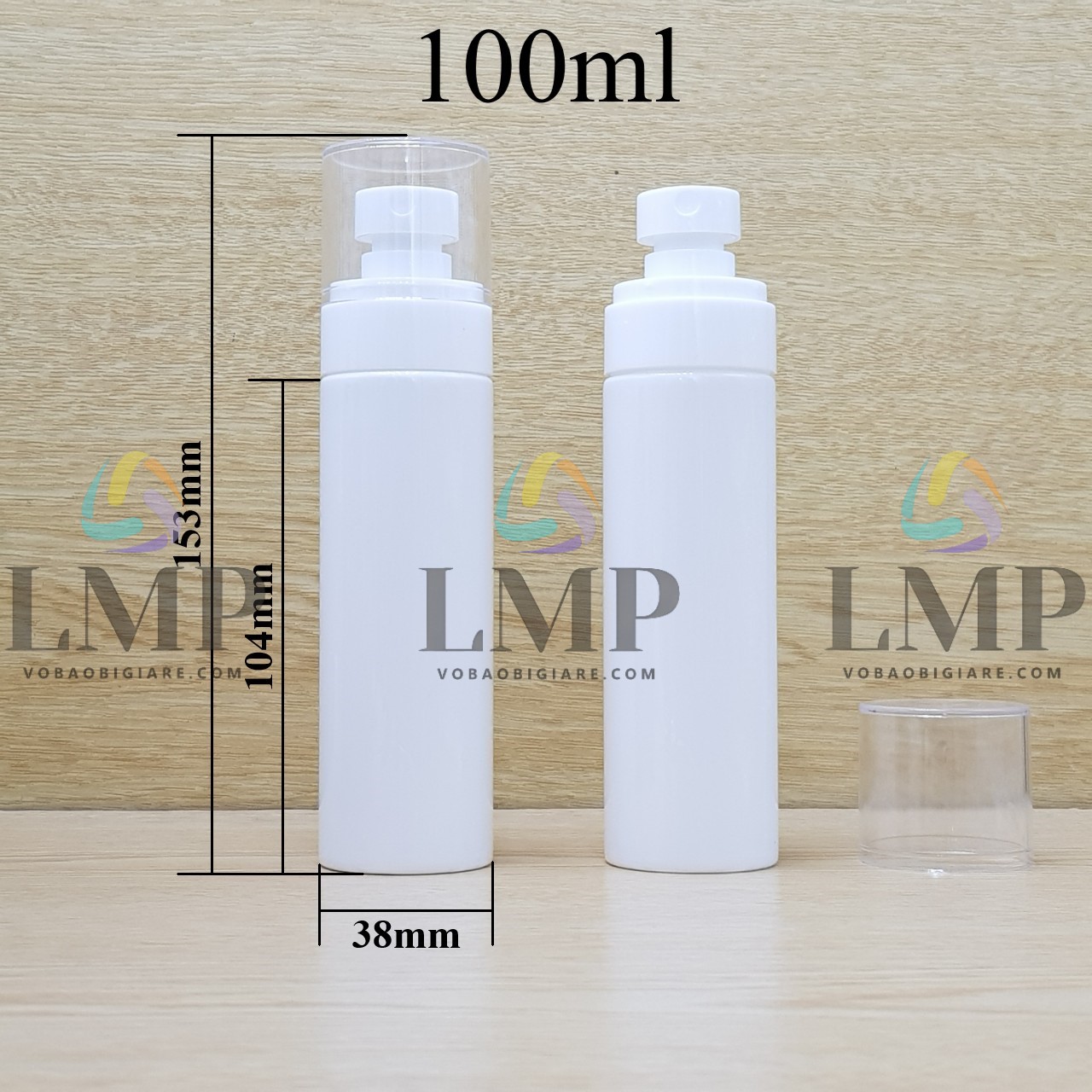 Chai PETG vai ngang đầu phun sương trơn
