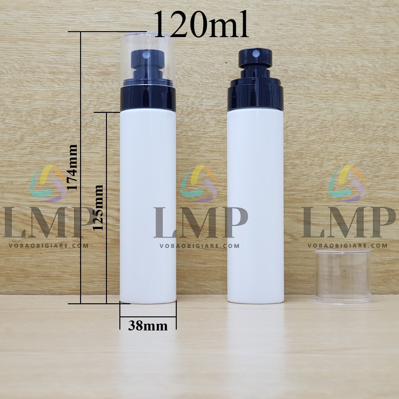 Chai PETG vai ngang đầu phun sương trơn