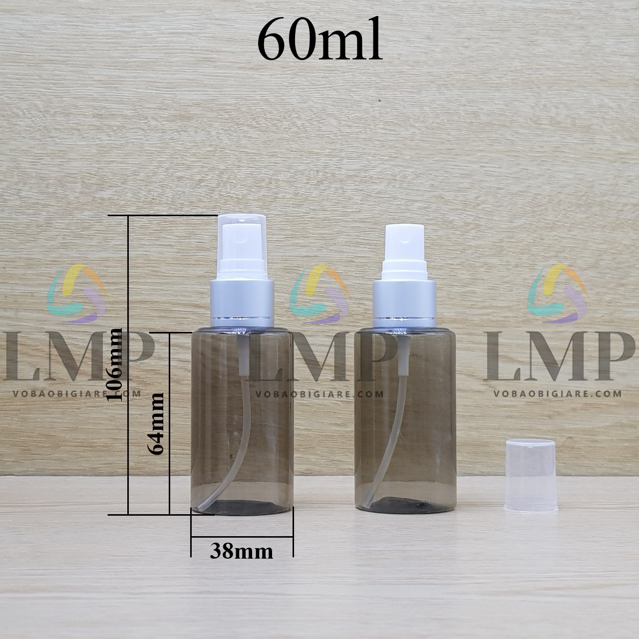 Chai PETG vai ngang đầu phun sương xi 1 viền