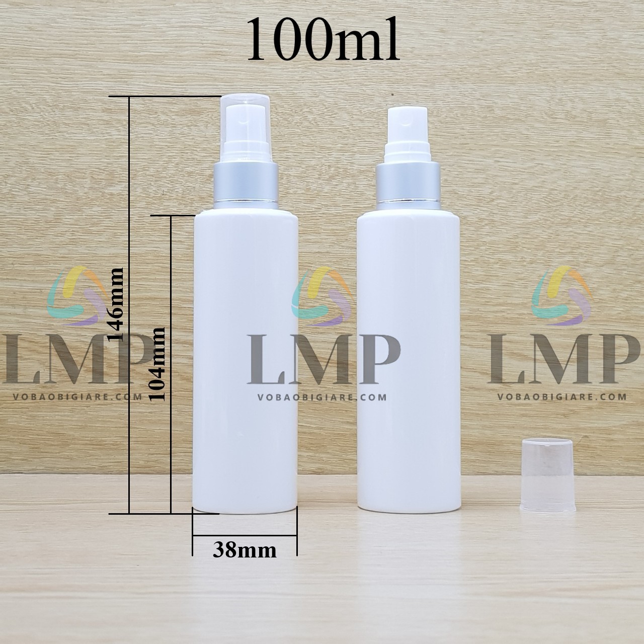 Chai PETG vai ngang đầu phun sương xi 1 viền