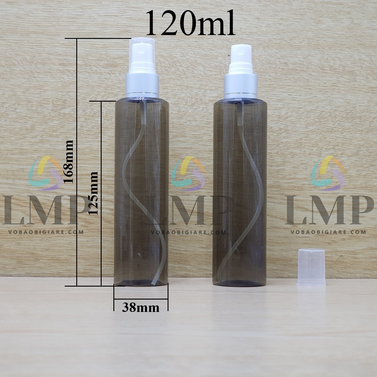 Chai PETG vai ngang đầu phun sương xi 1 viền