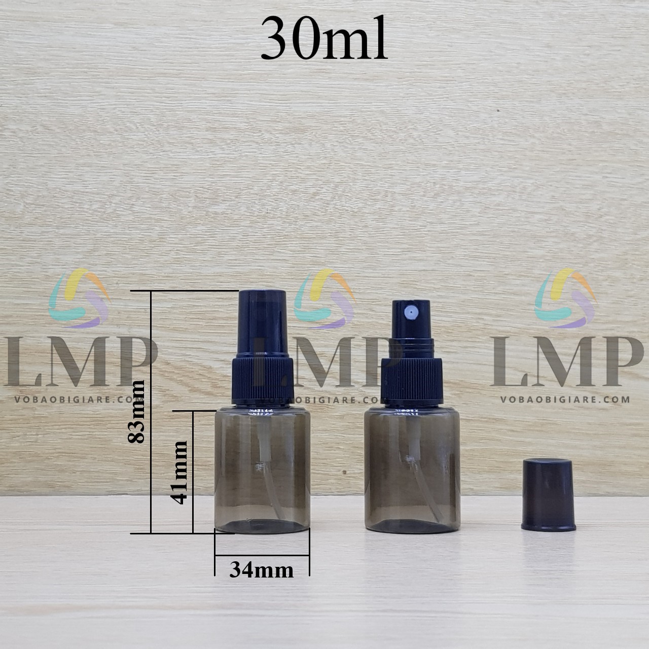 Chai PETG vai ngang đầu phun sương sọc