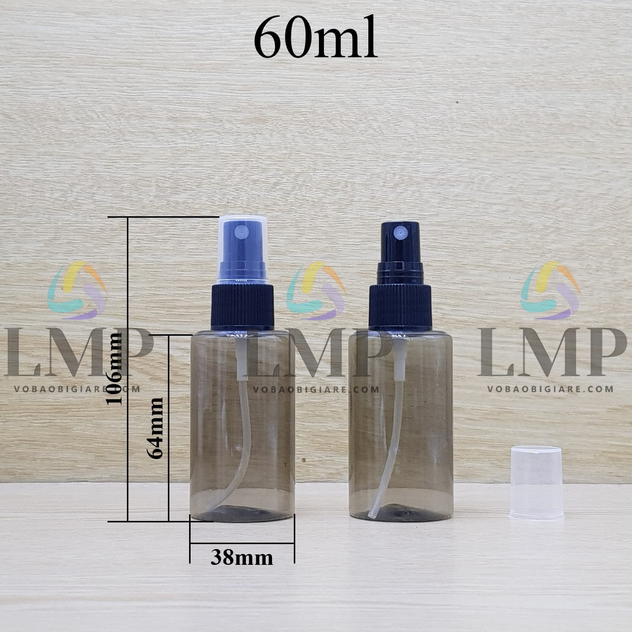 Chai PETG vai ngang đầu phun sương sọc