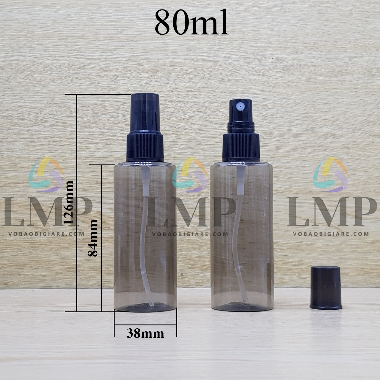 Chai PETG vai ngang đầu phun sương sọc