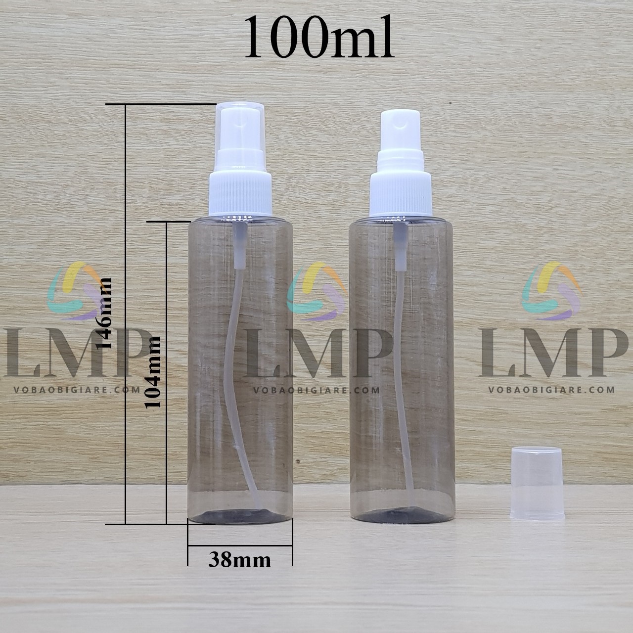 Chai PETG vai ngang đầu phun sương sọc