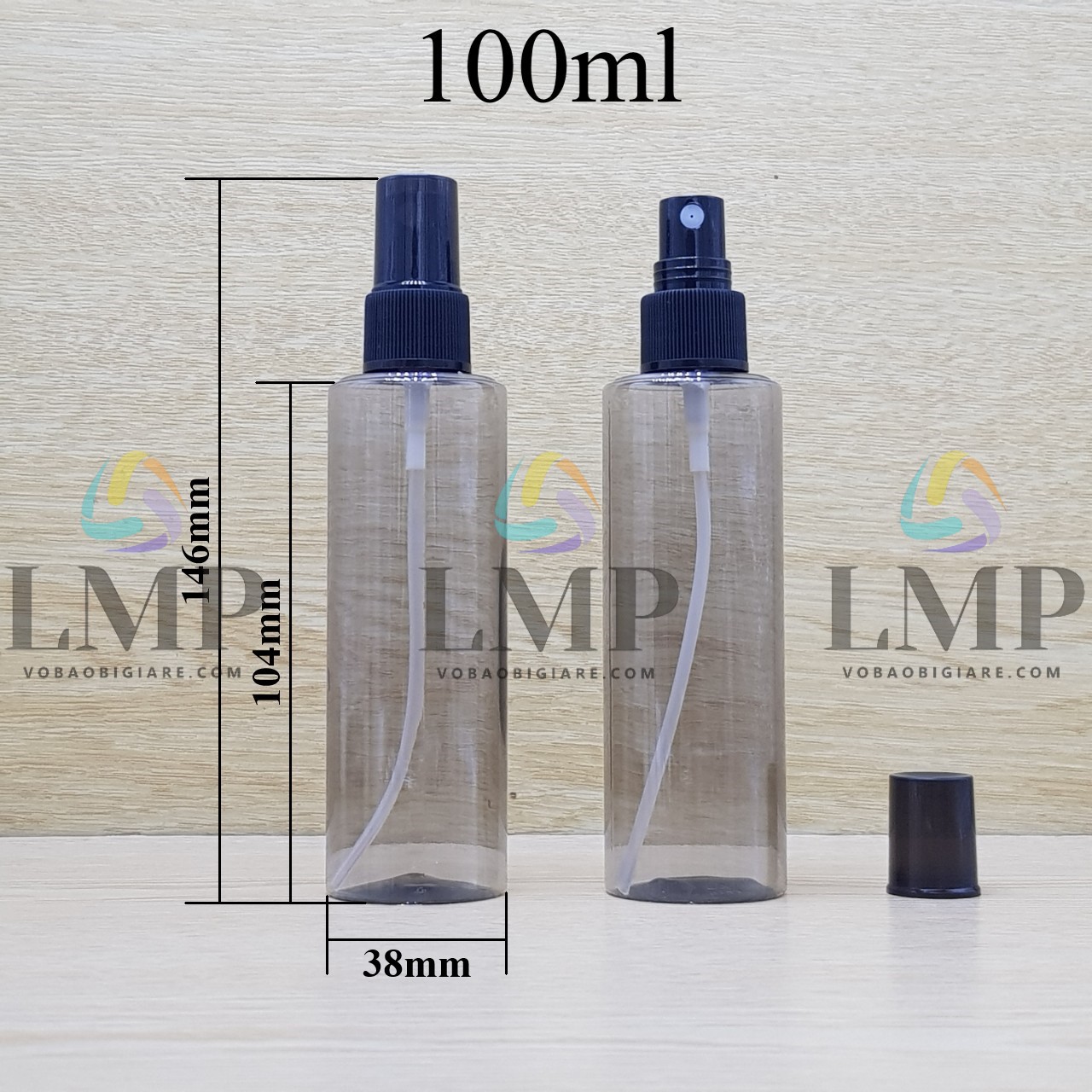 Chai PETG vai ngang đầu phun sương sọc