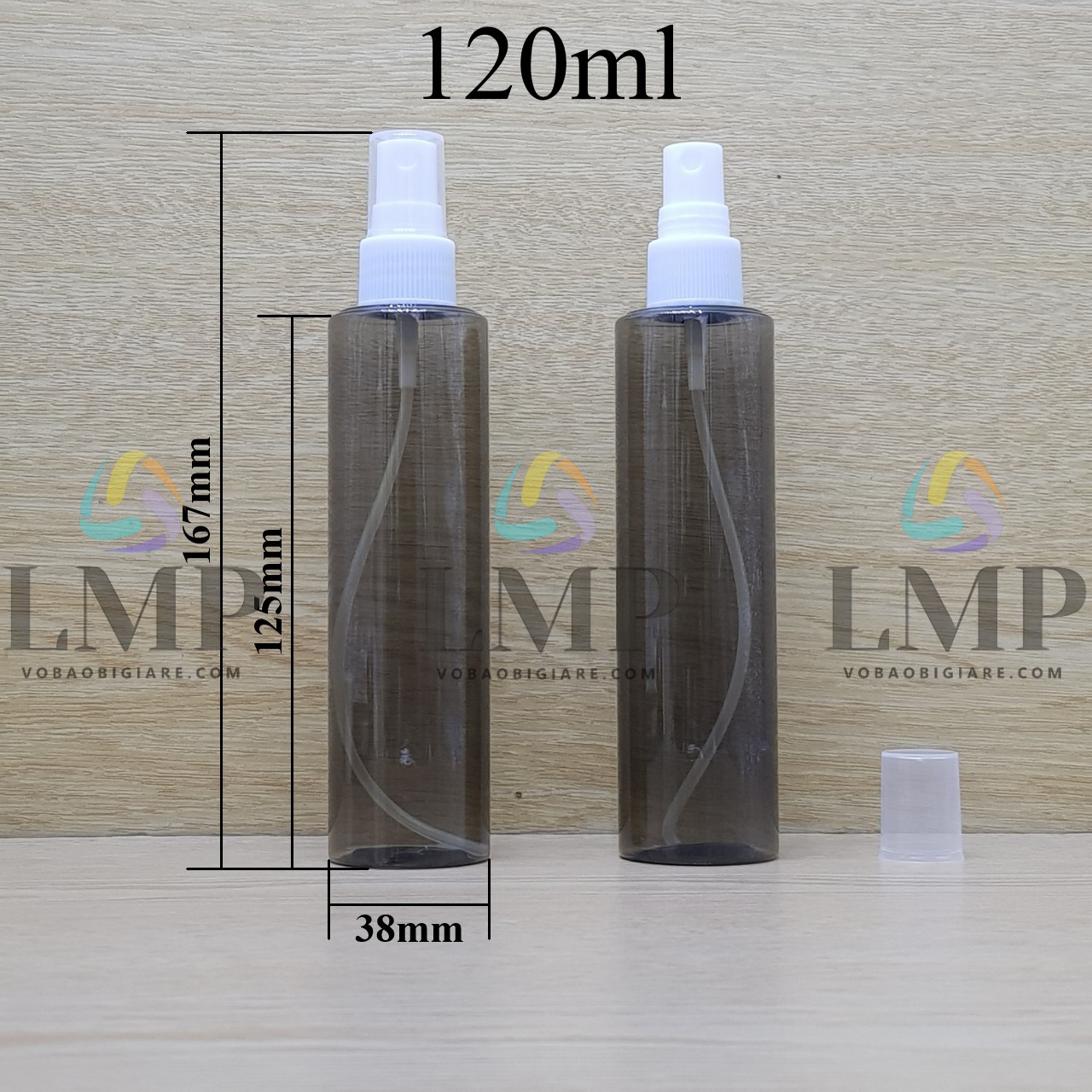 Chai PETG vai ngang đầu phun sương sọc