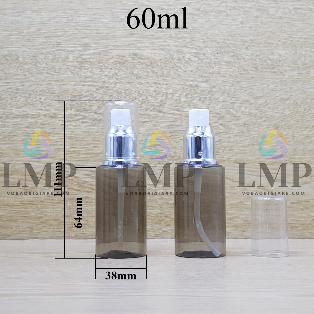 Chai PETG vai ngang đầu phun sương xi