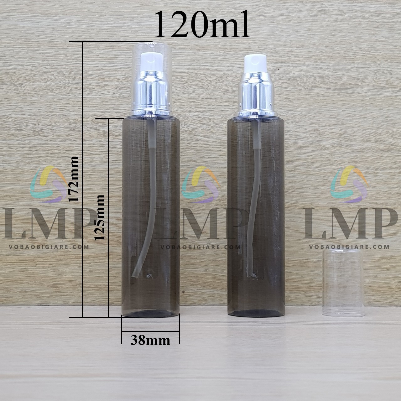 Chai PETG vai ngang đầu phun sương xi