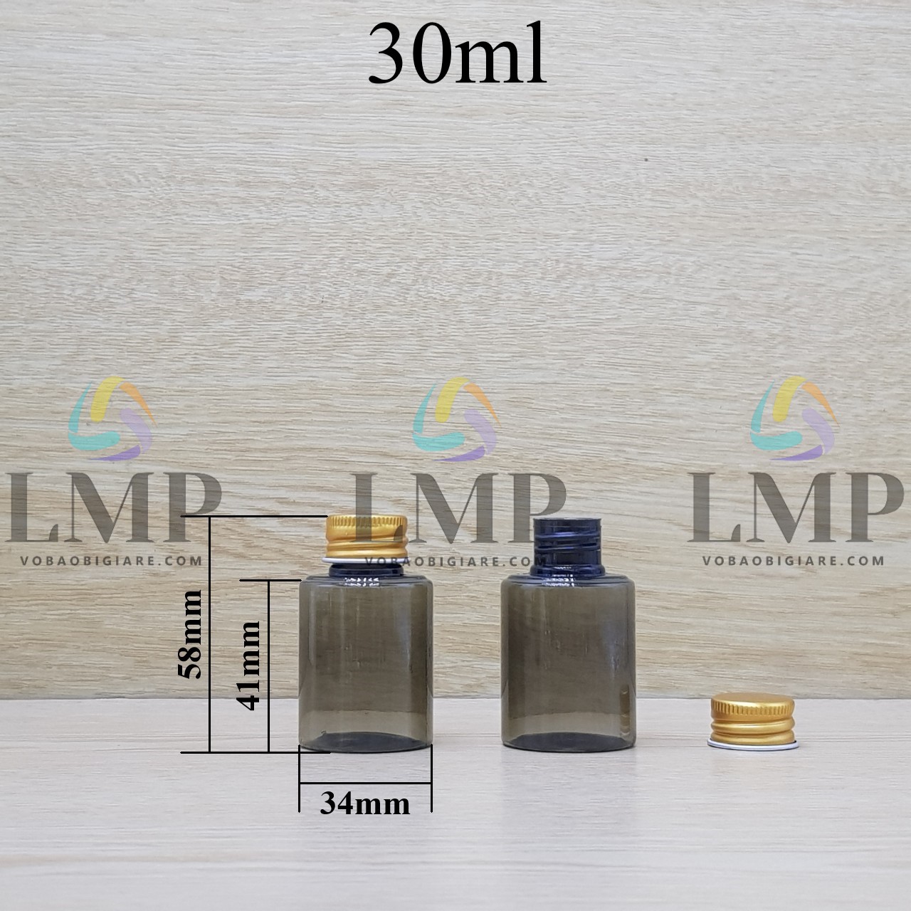 Chai PETG vai ngang nắp nhôm cuốn