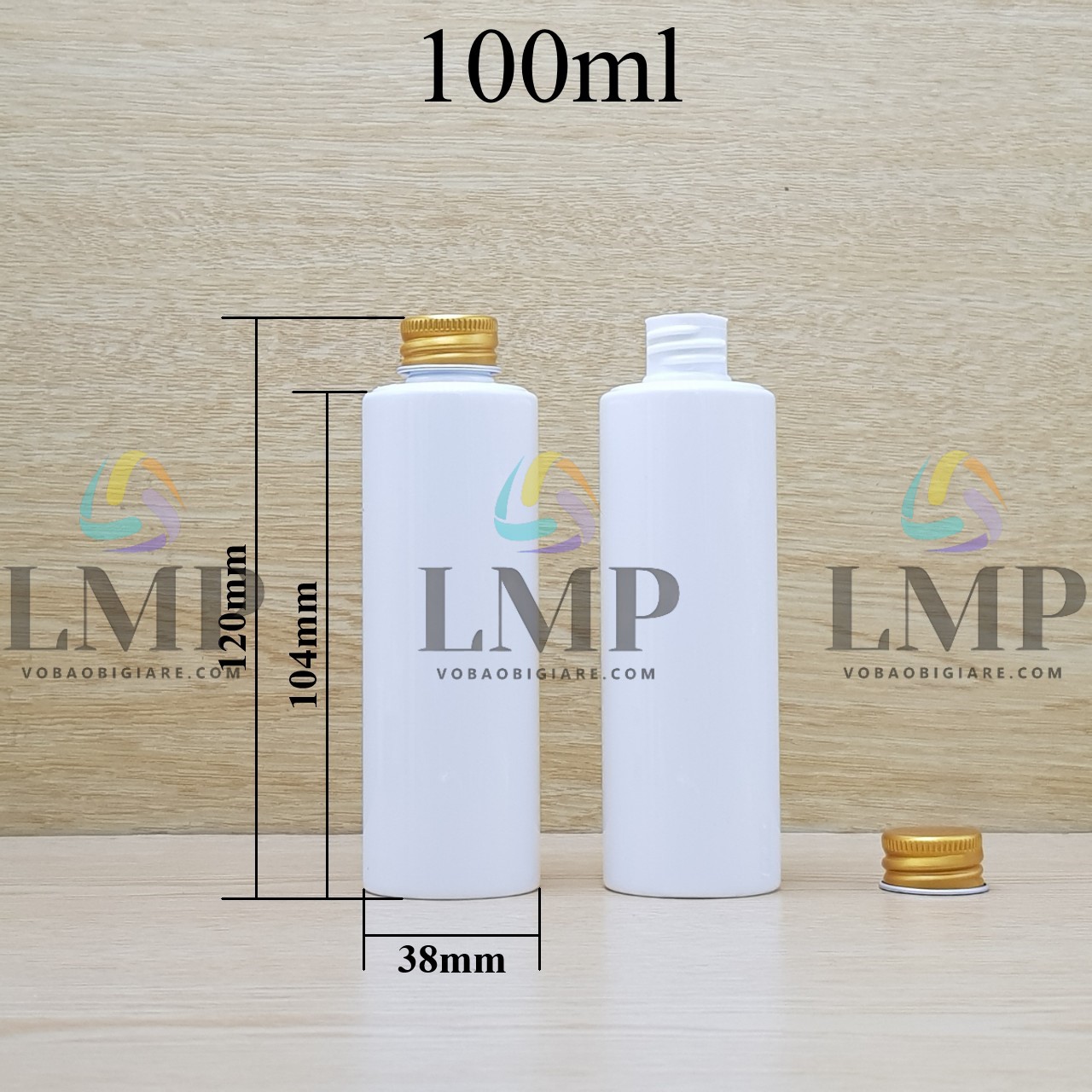 Chai PETG vai ngang nắp nhôm cuốn