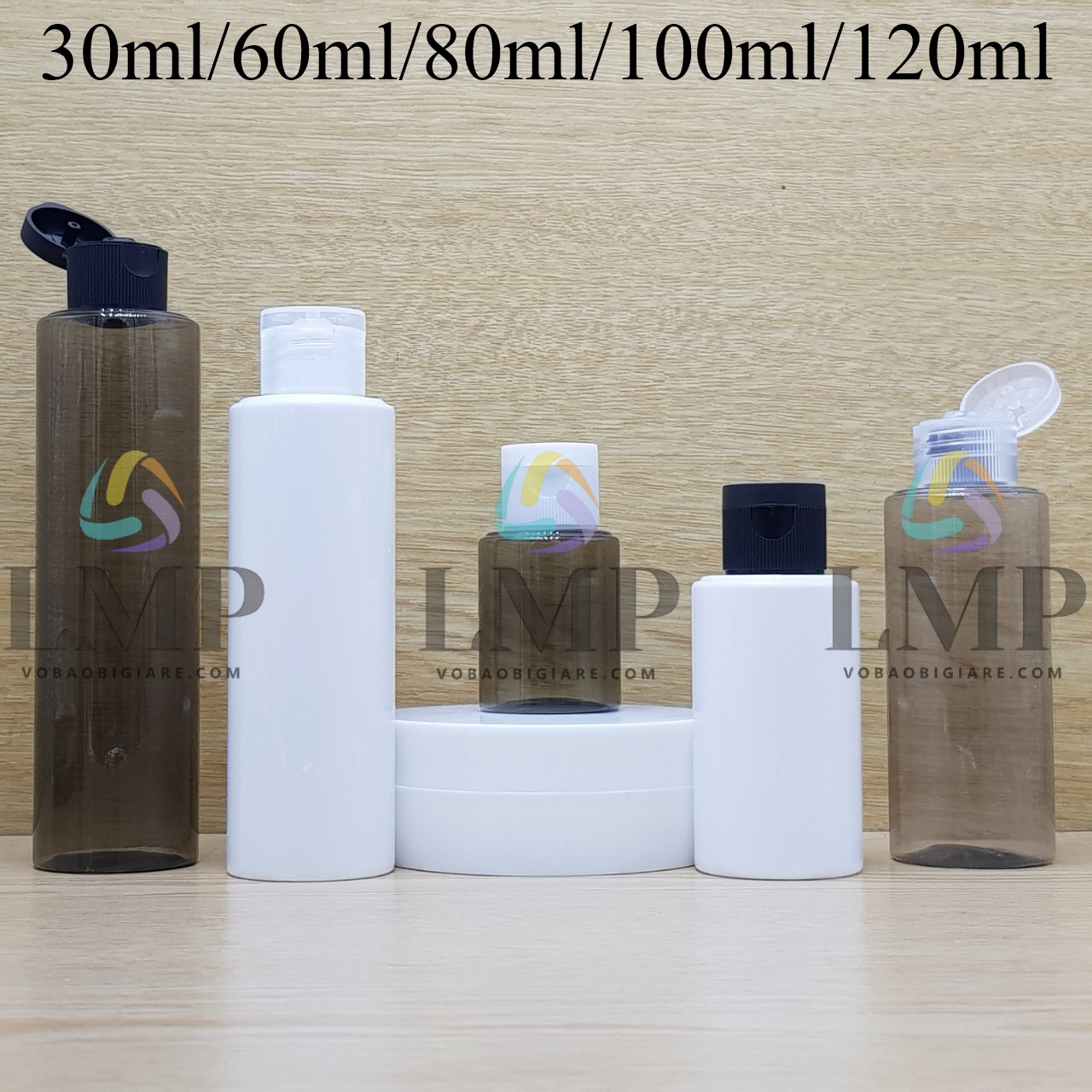 Chai PETG vai ngang nắp bật sọc
