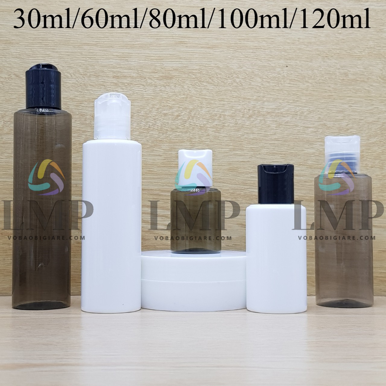 Chai PETG vai ngang nắp nhấn