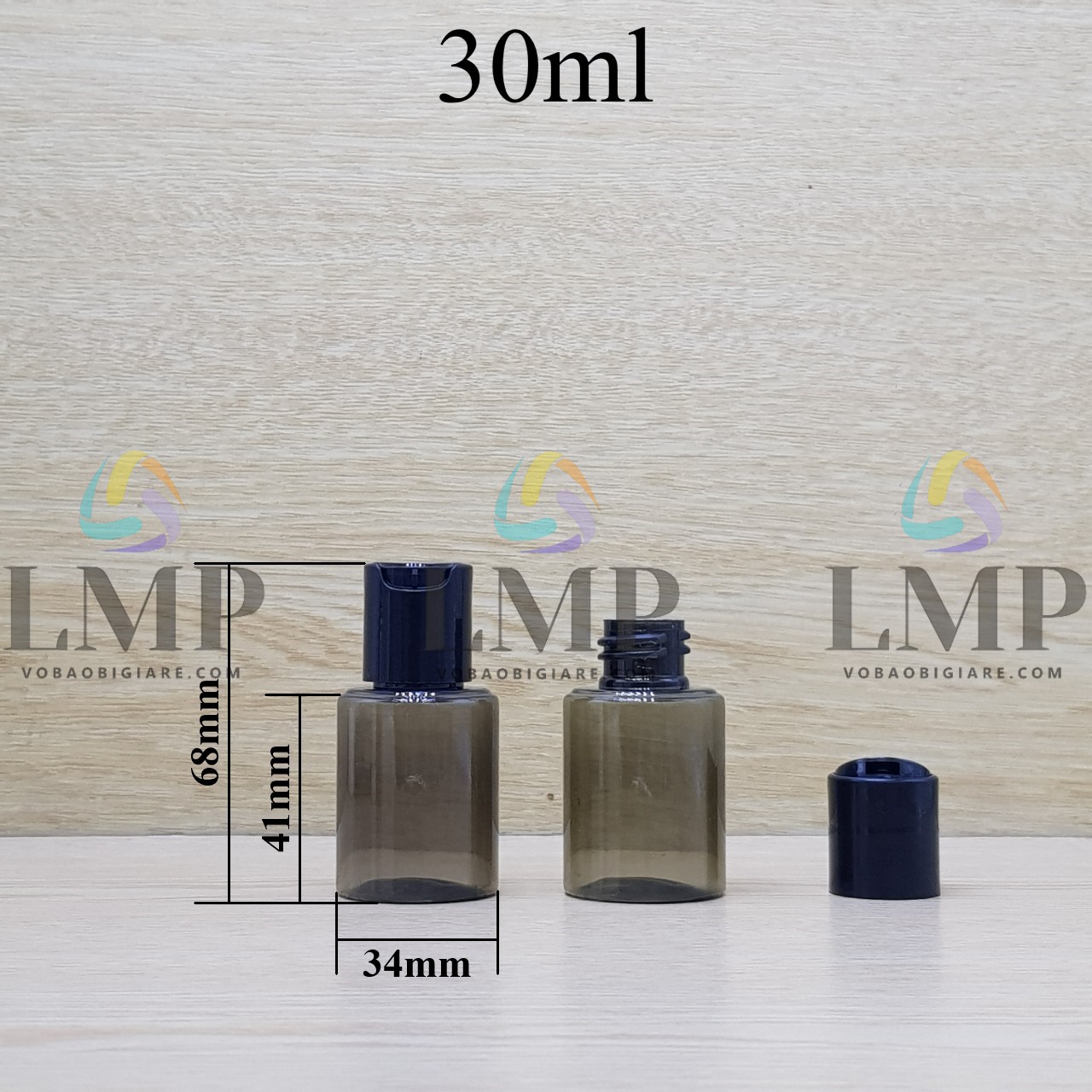 Chai PETG vai ngang nắp nhấn