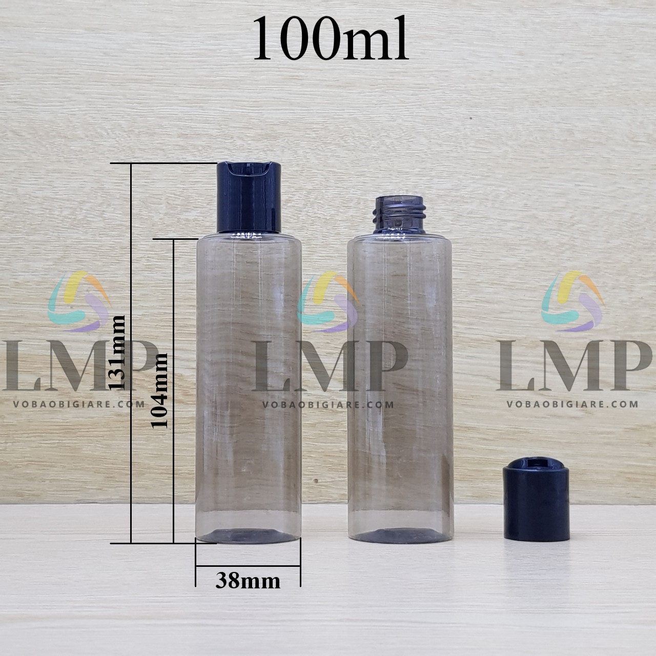 Chai PETG vai ngang nắp nhấn