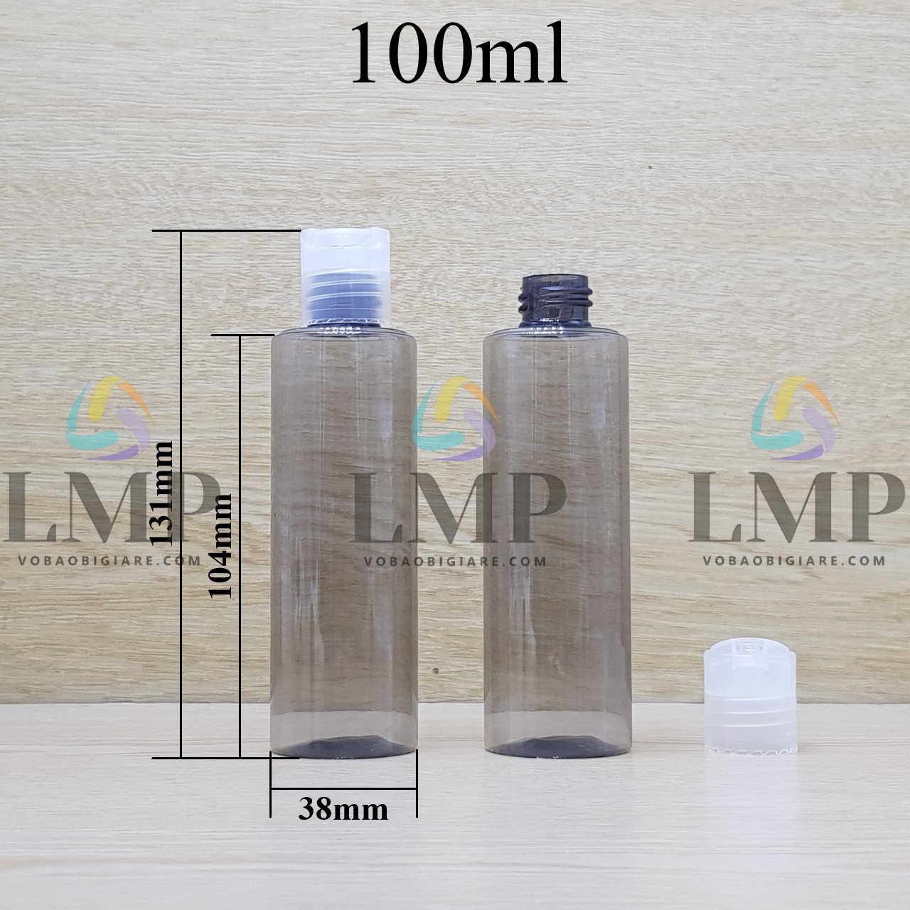 Chai PETG vai ngang nắp nhấn