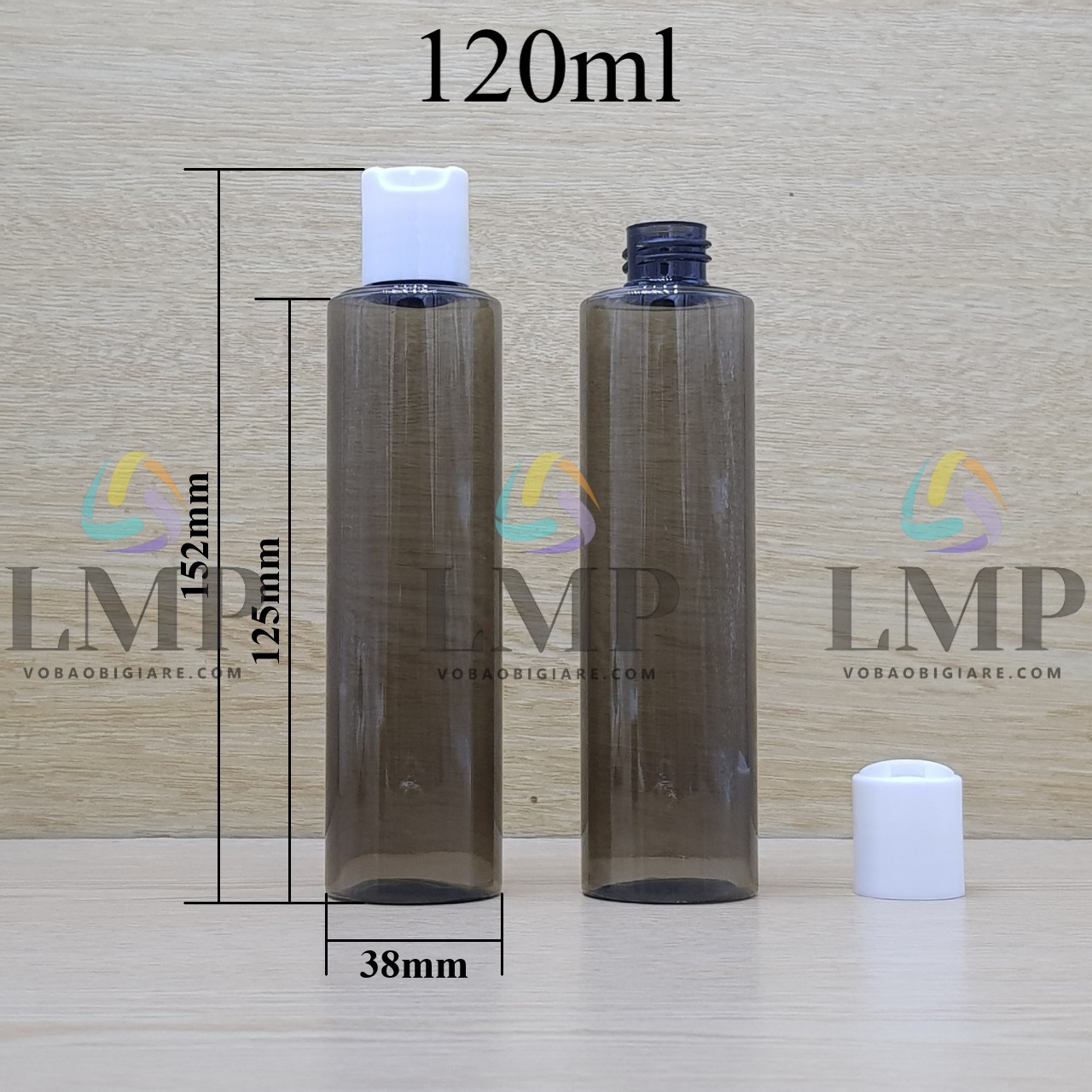 Chai PETG vai ngang nắp nhấn