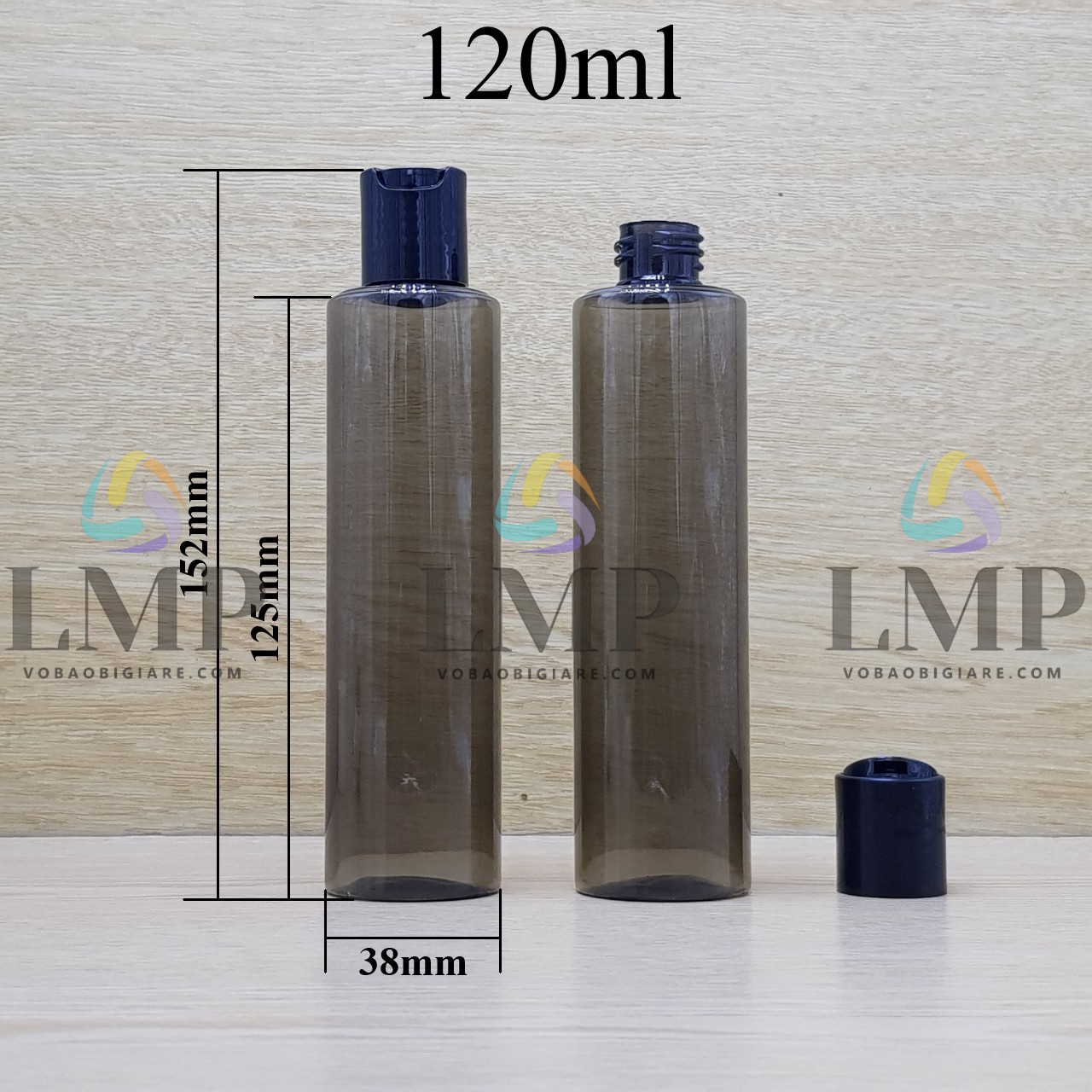 Chai PETG vai ngang nắp nhấn