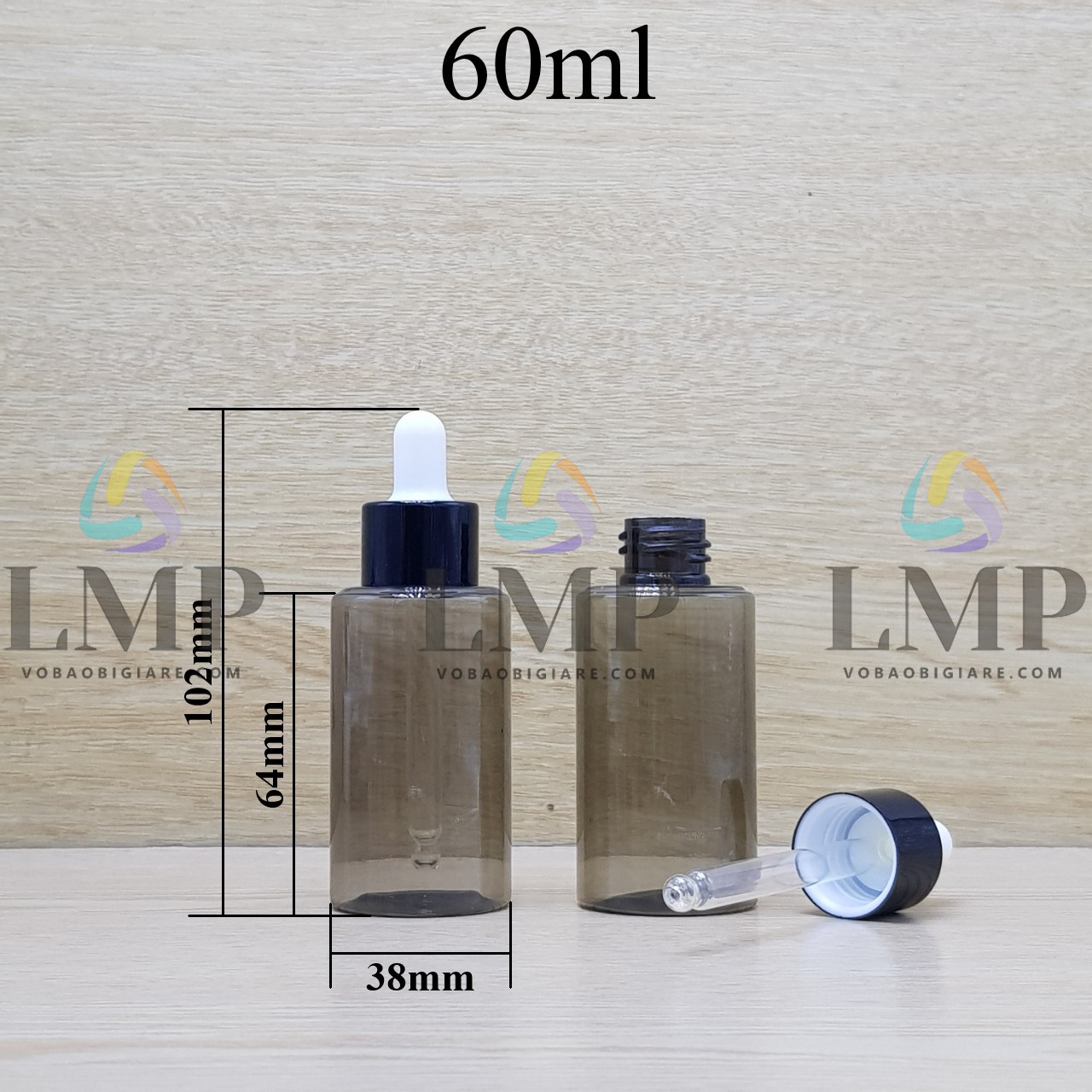 Chai PETG vai ngang nắp bóp khoen nhôm
