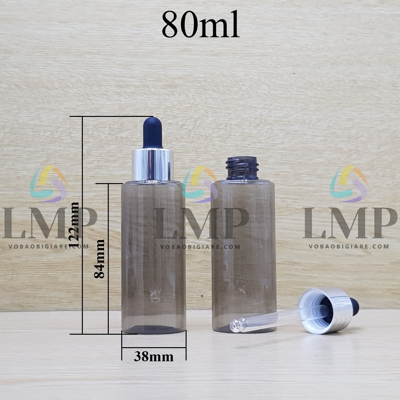 Chai PETG vai ngang nắp bóp khoen nhôm