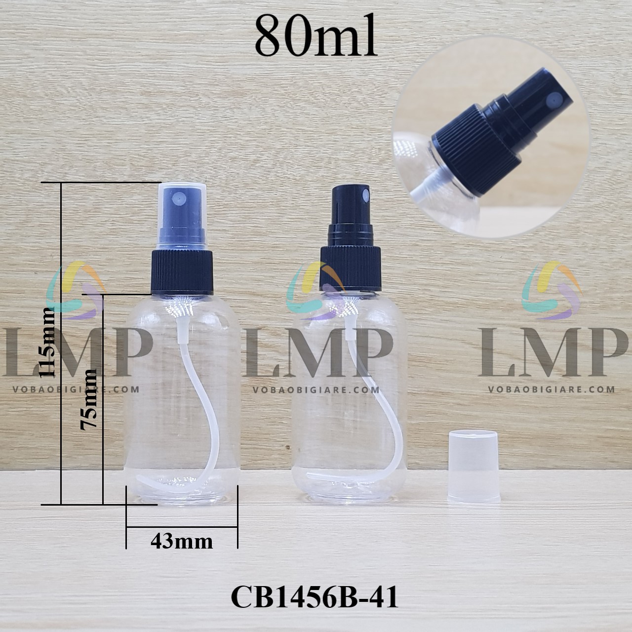 Chai vai tròn đầu phun sương sọc 80ml