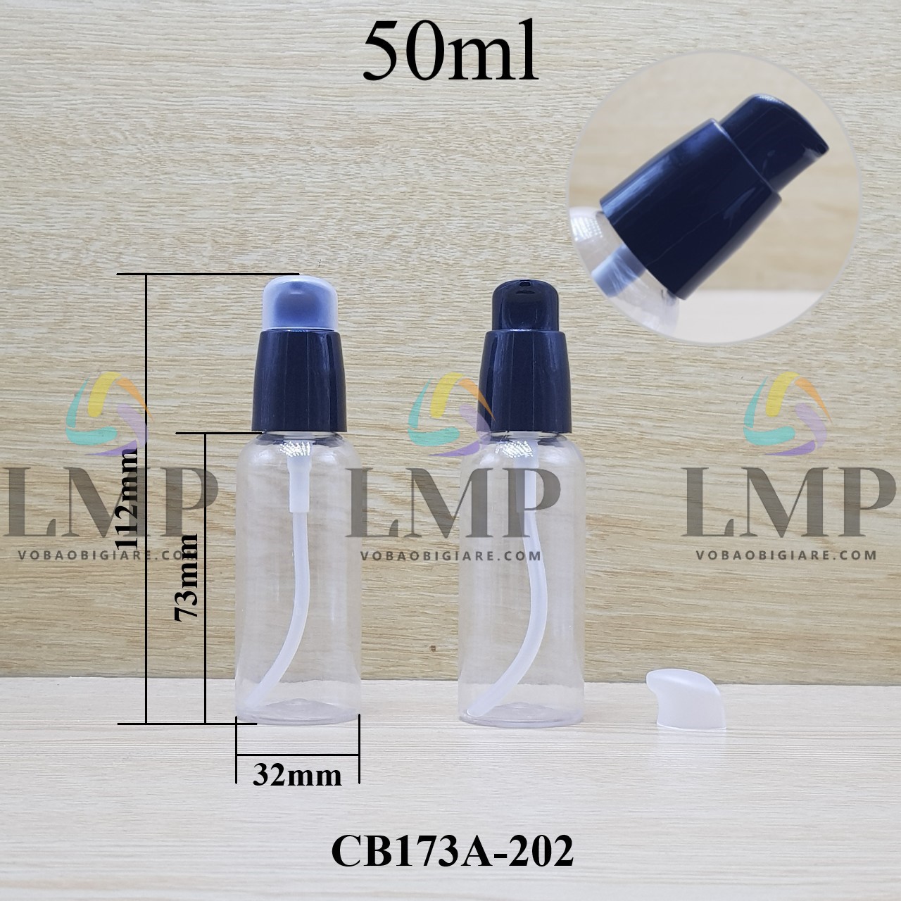 Chai vai tròn đầu xịt giọt nắp chụp mờ 50ml