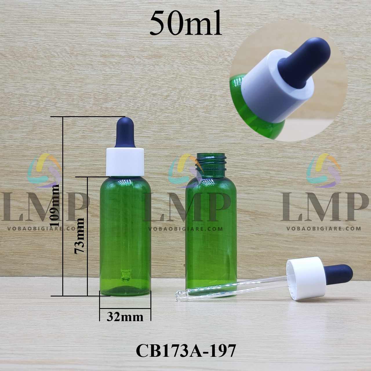 Chai vai tròn nắp bóp khoen nhựa trơn 50ml