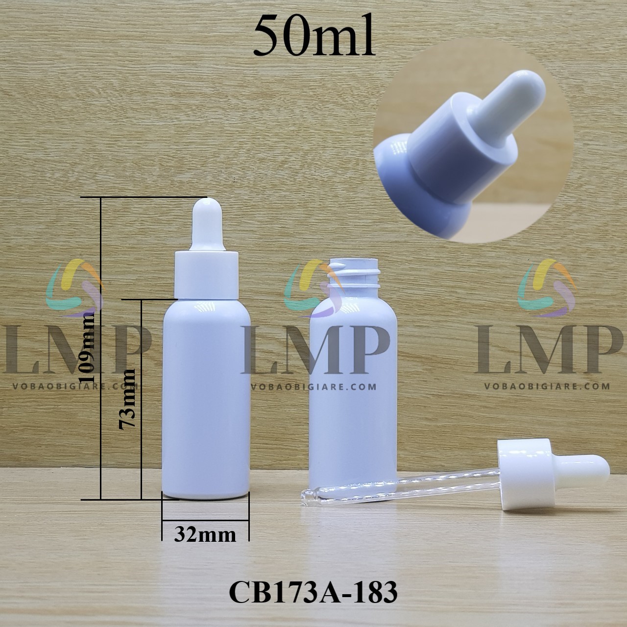 Chai vai tròn nắp bóp khoen nhựa trơn 50ml