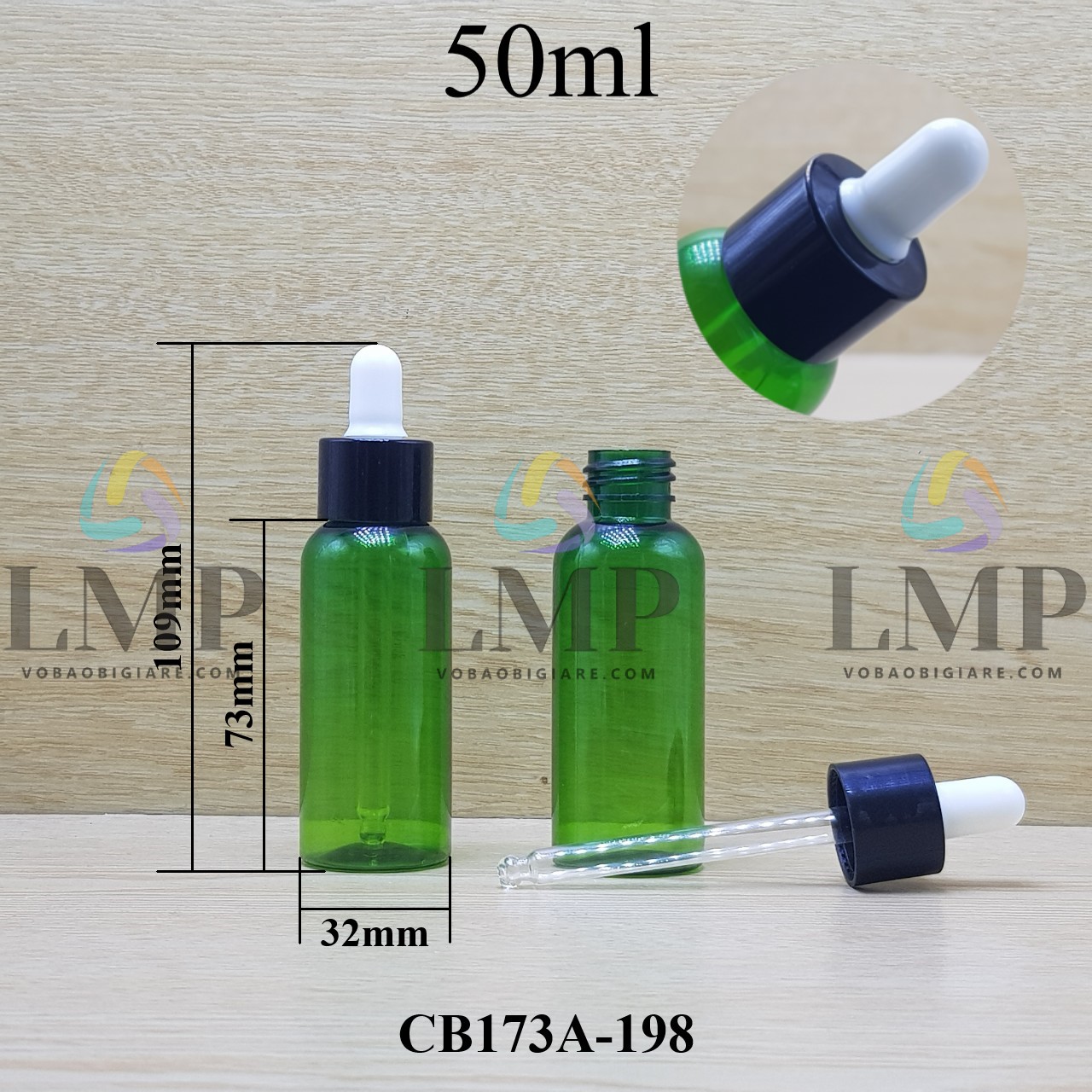 Chai vai tròn nắp bóp khoen nhựa trơn 50ml