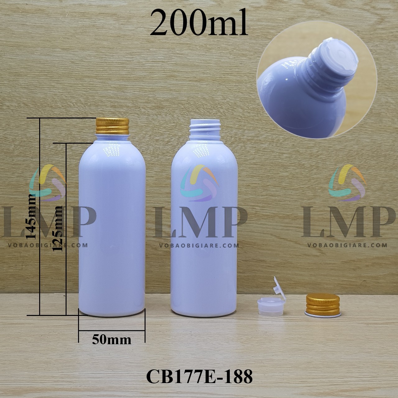 Chai 24g vai tròn nắp nhôm cuốn biên 200ml