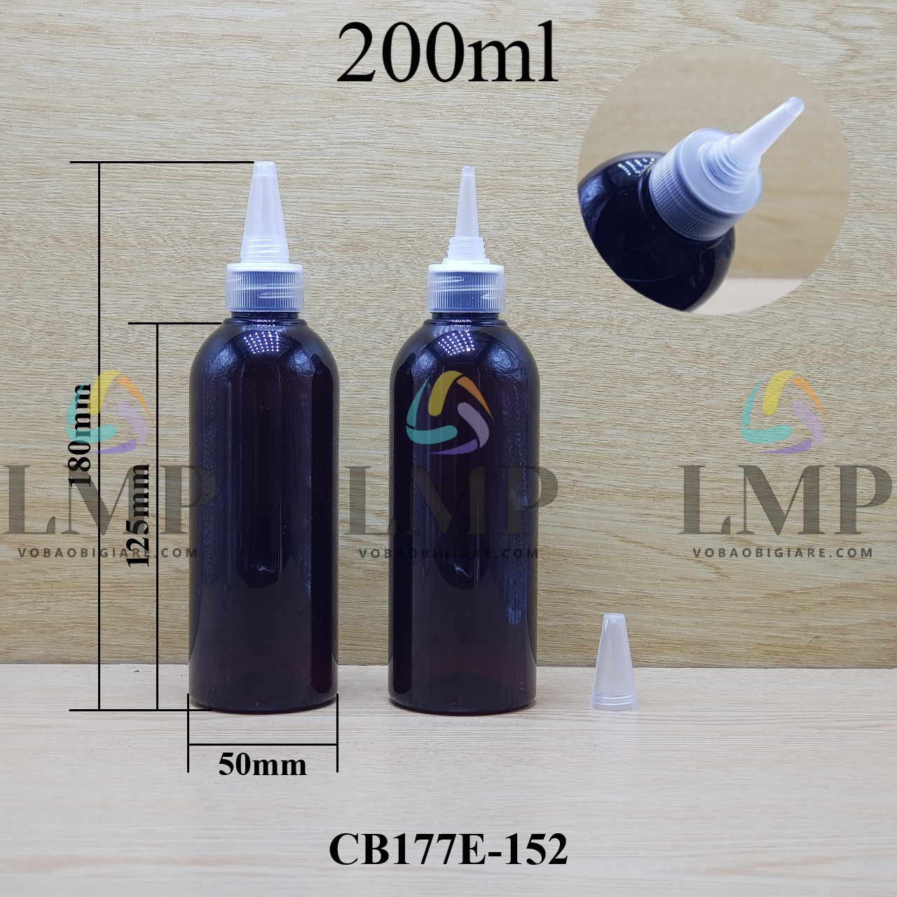 Chai 24g vai tròn nắp nhọn sọc 200ml