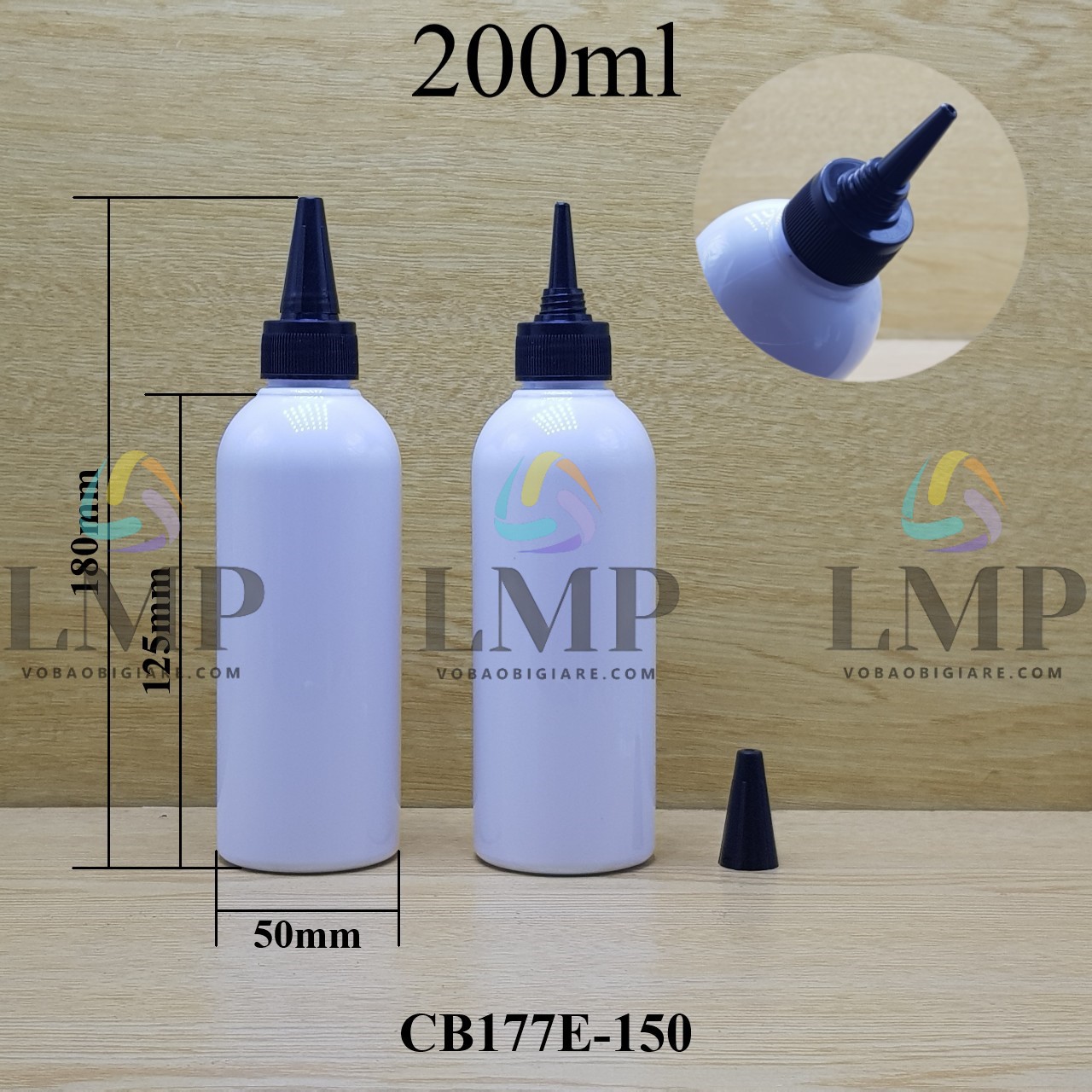 Chai 24g vai tròn nắp nhọn sọc 200ml