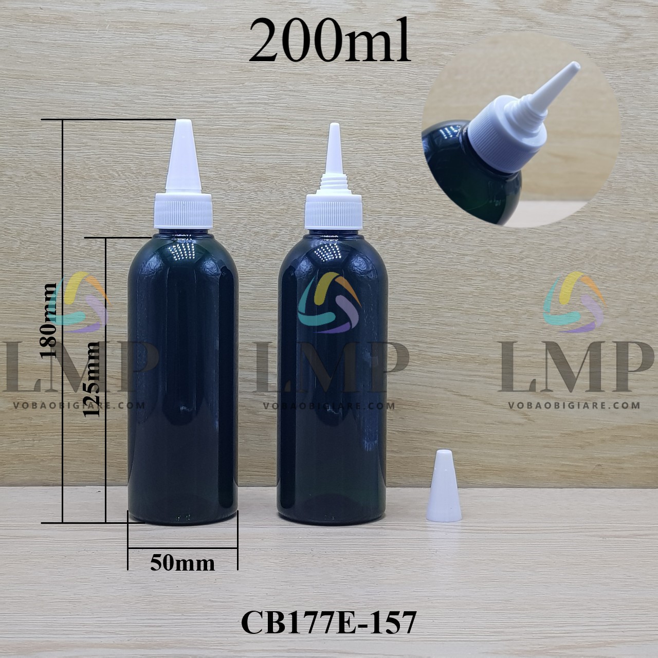 Chai 24g vai tròn nắp nhọn sọc 200ml