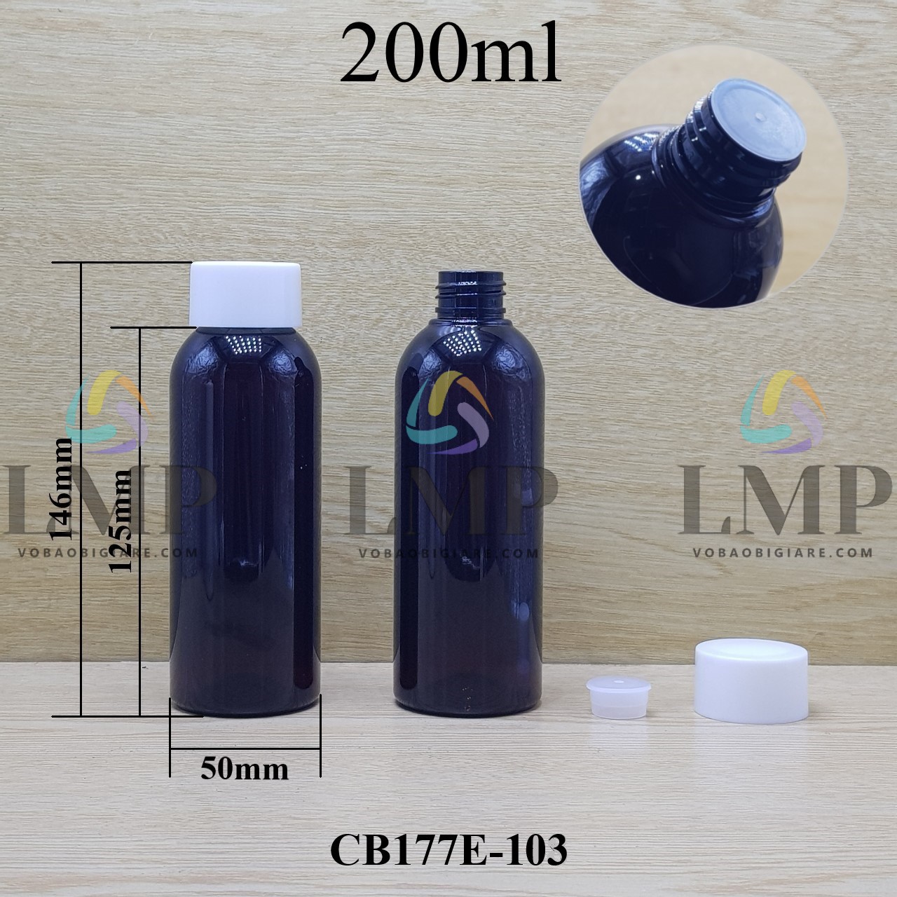 Chai 24g vai tròn nắp vặn tonner 200ml