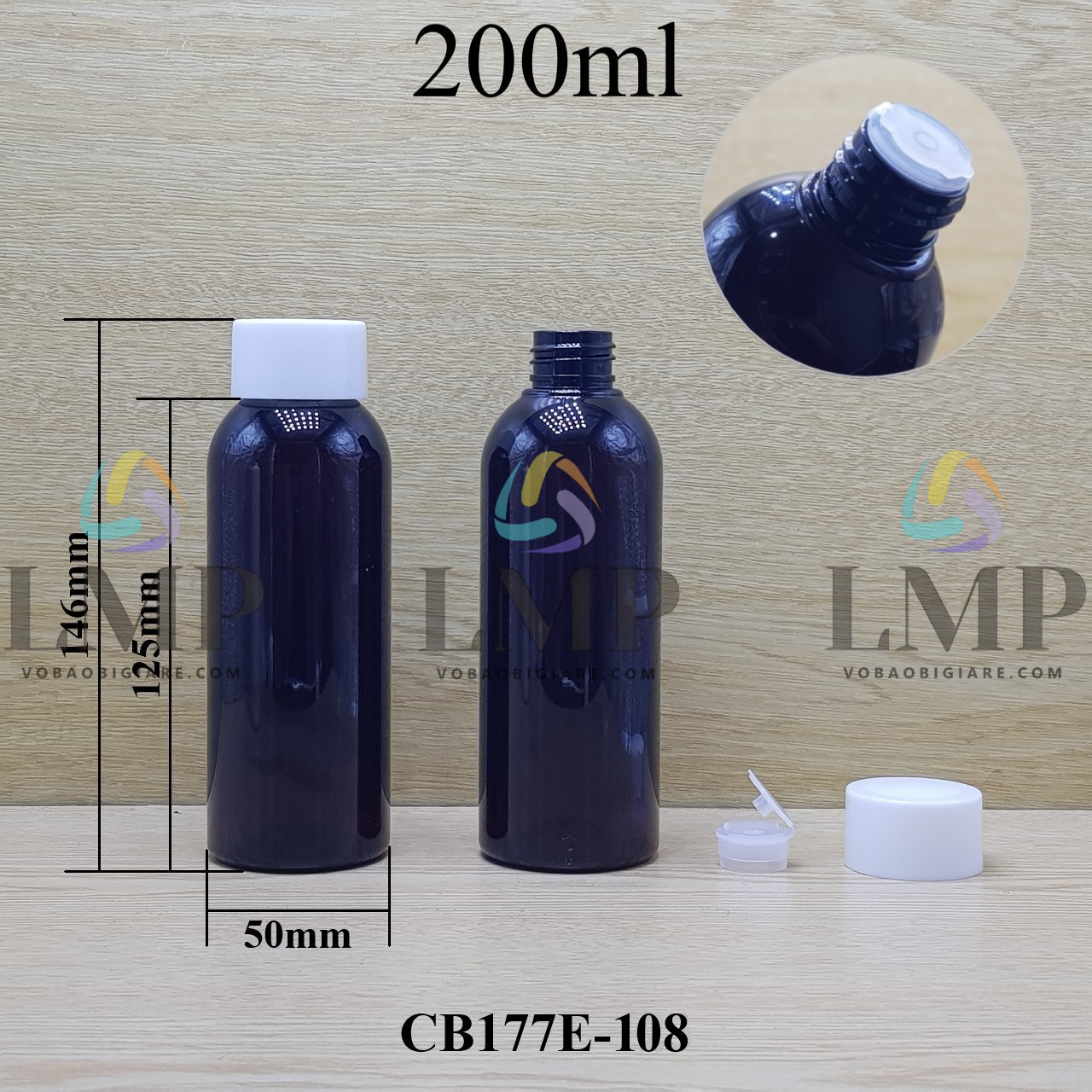 Chai 24g vai tròn nắp vặn tonner 200ml