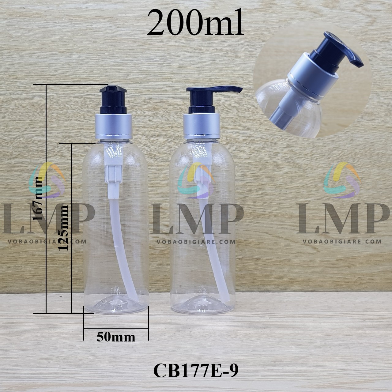 Chai 24g vai tròn vòi van xi 1 viền 200ml