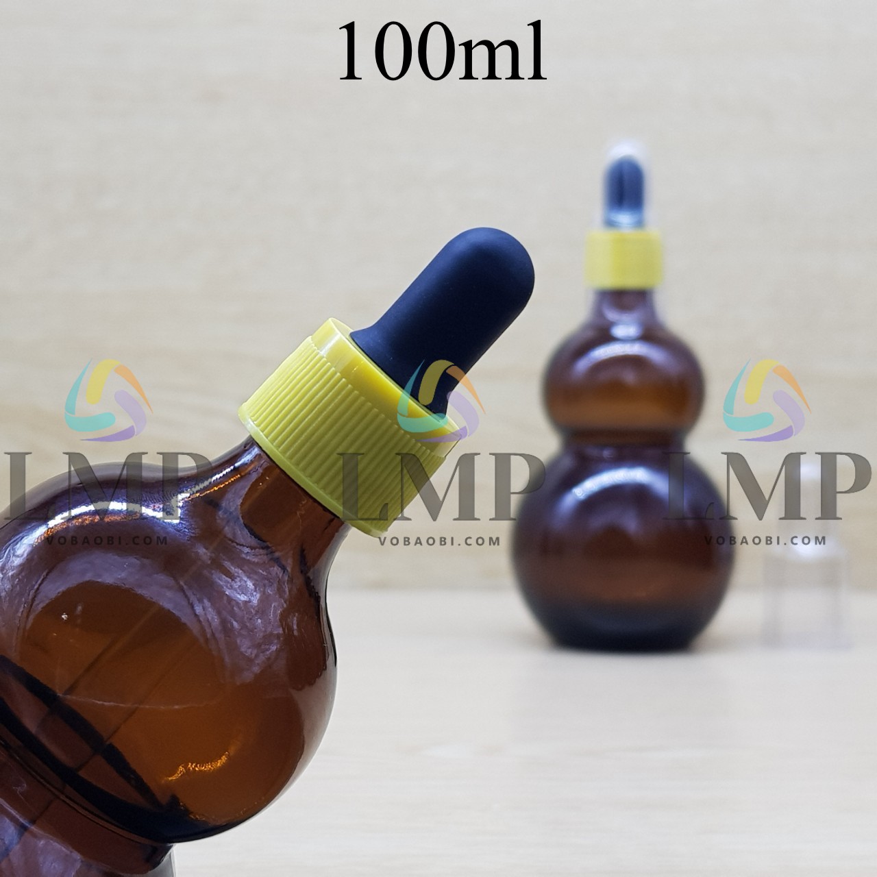 Chai hồ lô nắp bóp khoen nhựa sọc có nắp chụp 100ml