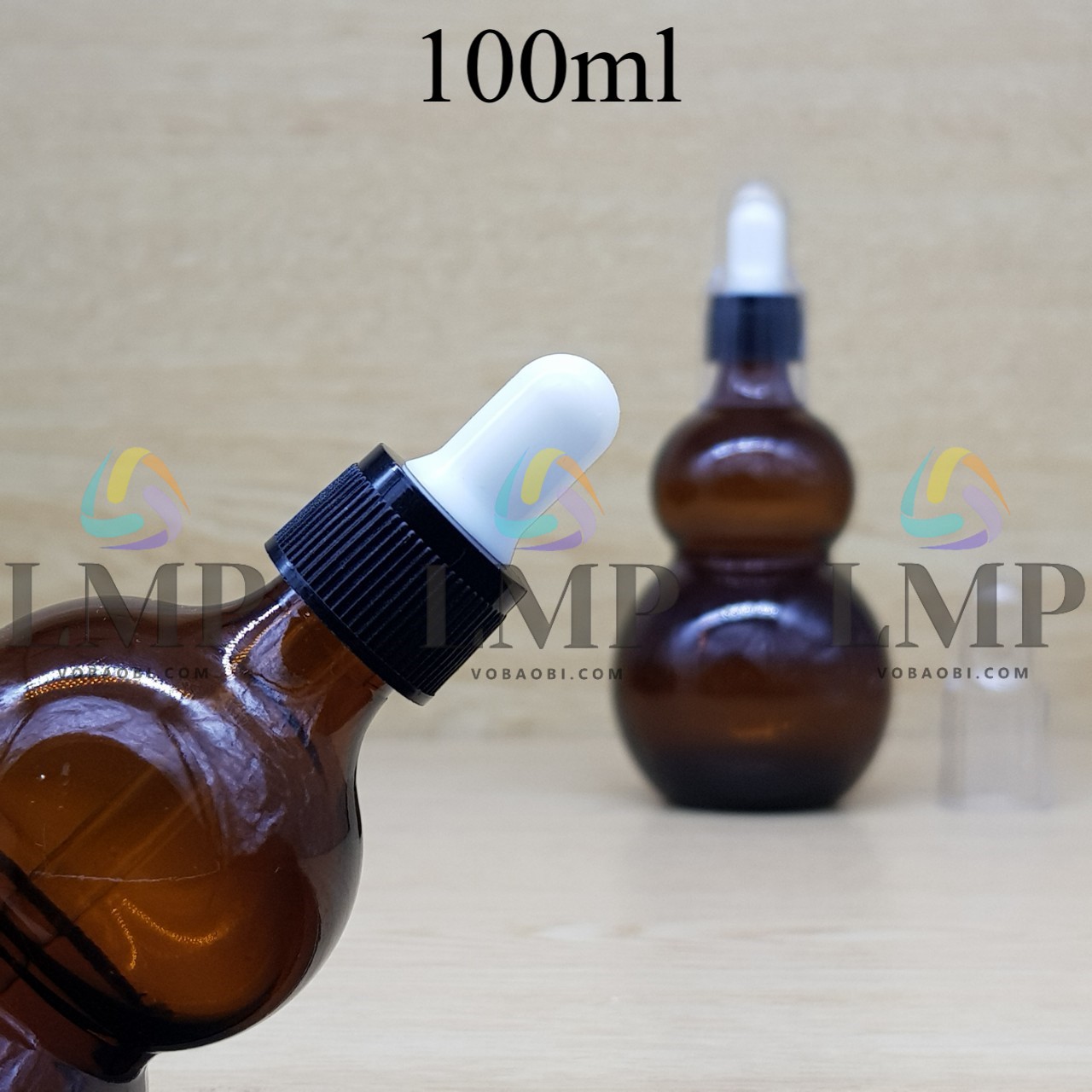 Chai hồ lô nắp bóp khoen nhựa sọc có nắp chụp 100ml