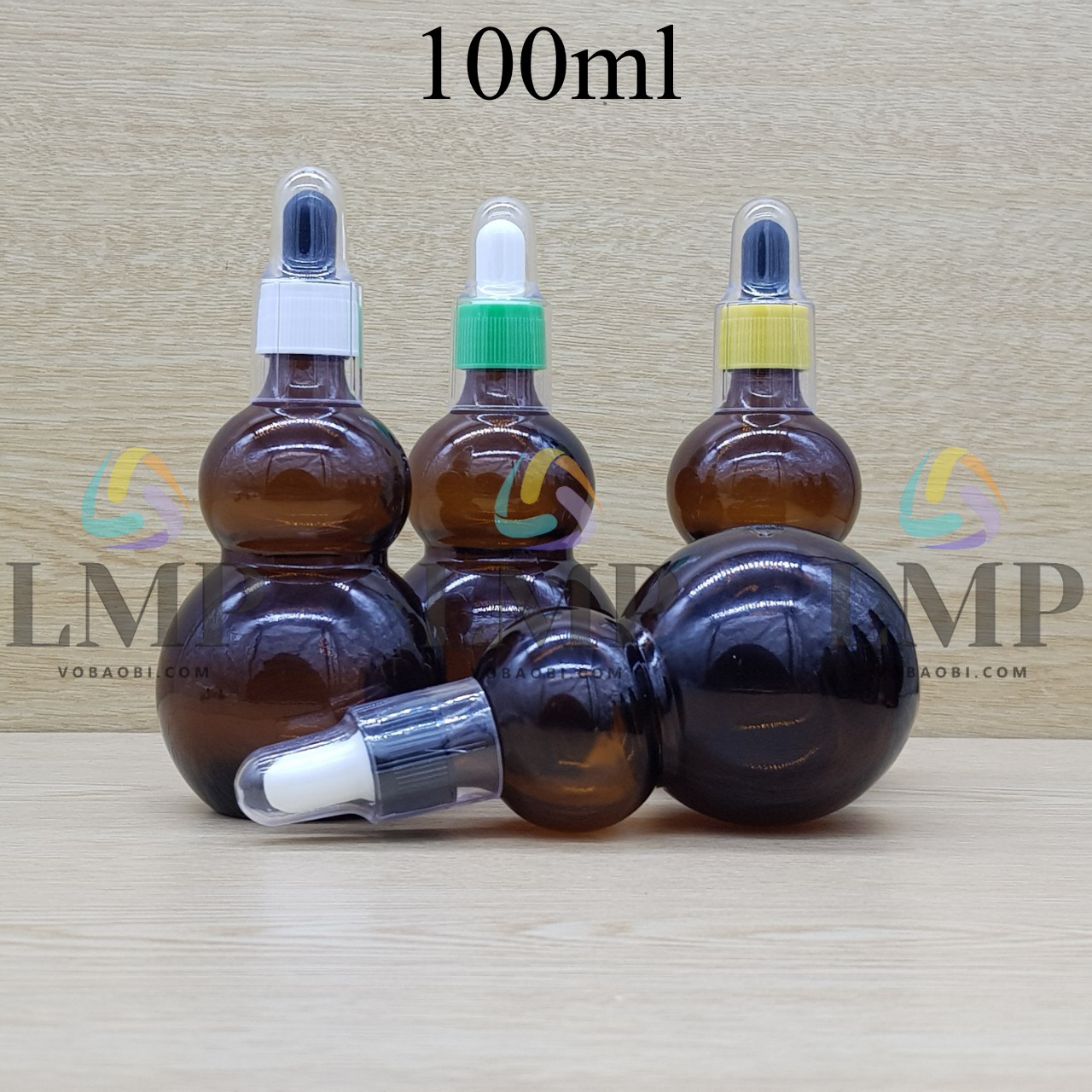 Chai hồ lô nắp bóp khoen nhựa sọc có nắp chụp 100ml