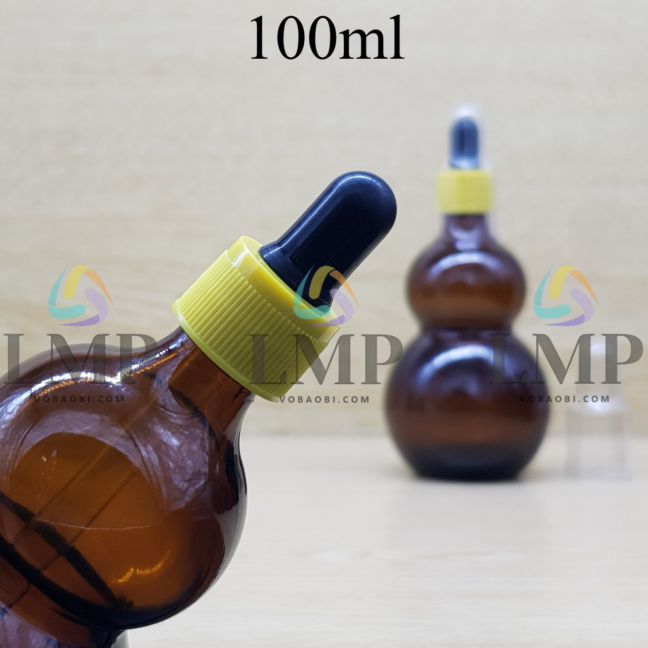 Chai hồ lô nắp bóp khoen nhựa sọc có nắp chụp 100ml